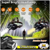 [COD]Lampu Kepala LED/Headlamp KX-306/Super Terang 10000 Lumen/USB Charging Senter/Dengan Sensor Tan