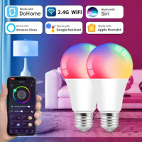 E27 12W WiFi Smart Light Bulb RGB LED Lamp Focus Dimmable Timer Function Alexa Google Home Homekit Siri Voice Control Dohome APP