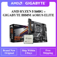 AMD Ryzen 5 5600G CPU + GIGABYTE B550M AORUS ELITE Motherboard Combo R5 5600G CPU DDR4 GY Motherboard Novo AII