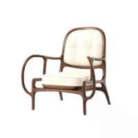 Black walnut solid wood sofa chair, single person sofa, lounge chair, bedroom, minimalist balcony, leisure chair