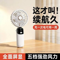 usb手持風扇式學生小風扇數顯摺疊香薰小電