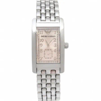 EMPORIO ARMANI AR0106亞曼尼 手錶 香檳色長方面 數字時標 小秒 鋼帶 男錶