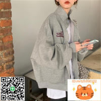 日本代購SLY2024春秋新款休閑復古棒球服開衫衛衣夾克短外套女潮-時尚精品
