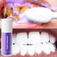 Teeth Whitening Toothpaste Yellow Smoke Stains Corrector Purple Toothpaste Effectively Oral Cleaning Refreshing Breath Oral Care