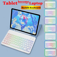 RGB Backlit Keyboard Case for Samsung Galaxy Tab A8 10.5 Tab A7 10.4 S8 S7 Lite 10.4 With Pencil Holder Leather Keyboard Cover