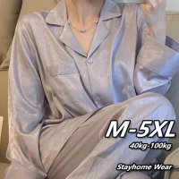 Large size pajamas (size M to 5XL), silk pajamas, women's pajamas, luxury pajamas, autumn pajamas, s