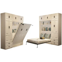 Custom made space saving with wardrobe storage Murphy bed mechanism wall bed Vertical Folding Wall beds