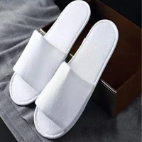 20 Pairs Hotel Disposable Slippers Spa Hotel Wedding Guest Slipper Towelling Terry Soft Toe Breathable Open Shoes Disposable