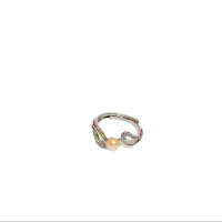 Cincin Rhodium Mutiara air tawar asli/Mutiara Lombok/Lombok pearl