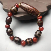 Wholesale agate chalcedony beads agate bracelets old agate bracelets retro Tibetan ethnic style.