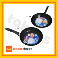 Teflon Maxim Valentino 22 cm dan 24 cm Wajan Penggorengan Anti Lengket Frypan Hitam Kitchenware