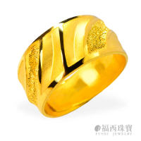 【福西珠寶】9999黃金戒指 自由進化論戒指 斜紋紋造型戒(金重3.92錢+-0.03錢)