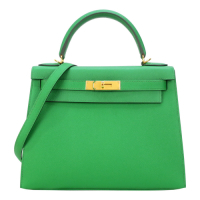 HERMES Kelly Epsom 牛皮手提/肩背凱莉包(28CM/1L仙人掌綠/金釦)