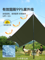 【全球優品匯】原始人黑膠天幕帳篷戶外涂銀天幕網紅野營遮陽防曬六角蝶形棚幕布