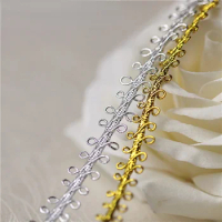 2yards Gold Silver Lace Trim Ribbon Centipede Braided Lace DIY Craft Sewing Accessories Wedding Decoration Fabric Curve Lace 1CM