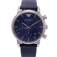 EMPORIO ARMANI 藍色旋風造型錶帶男性手錶(AR1736)-藍面X藍色/40mm