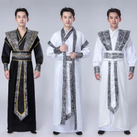Chinese Traditional Man Hanfu Dress New Year Oriental Ancient Performance Stage Folk Dance Costumes Han Dynasty Cosplay Robes