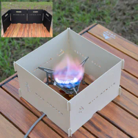 SmiloDon Camping Gas Burner Windshield 4X Folding Outdoor Stove Windscreen Hiking Picnic Stove Accessories Grills Wind Panels