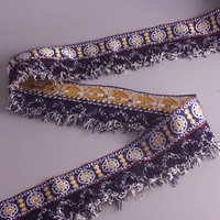 embroidery ethnic webbing woven tape cotton crochet cluny lace tassel fringe trim ribbon 7cm tribal boho DIY native denim africa