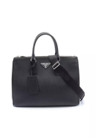 Prada 二奢 Pre-loved Prada SAFFIANO TRAVEL Galleria Handbag Saffiano leather black 2WAY