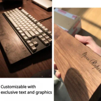 ECHOME Black Walnut Keyboard Hand Rest Customizable Text Logo Wooden Wrist Rest Ergonomic for 60% 75% 80% Mechanical Keyboards