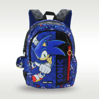 Ba lô trẻ em cho bé trai, chủ đề Sonic the Hedgehog, ba lô đeo vai, phù hợp đi học, kích thước 16 in