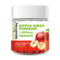 น้ำส้มสายชูหมักจากแอปเปิ้ลฮาลาลของ Natures Key ขนาด 1000 มก. พร้อมวิตามิน B6 B12 อาหารเสริมเพื่อสุขภ