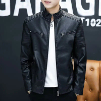 Fashion men PU leather jacket coats fashion handsome motorcycle jacket