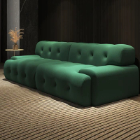 Modern Creative Living Room Small Unit Fabric Art Straight Row Green Four seater Sofa