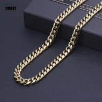 Hmeey 3MM5MM7MM Cuban Link Chain Stainless Steel Necklace Waterproof 18 K Gold Plated Punk Men Women Jewelry DIY Accessories