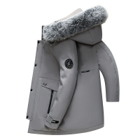 冬季新款男裝中長款時尚休閑連帽大毛領鵝絨羽絨服男學生保暖外套