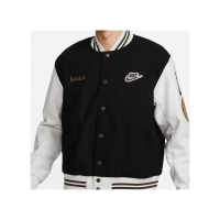 【NIKE 耐吉】Outdoor Varsity Jacket 男款 黑色 刺繡貼片 羊毛 重磅 棒球外套 FV4026-010