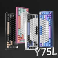 ECHOME Y75 Metal Mechanical Keyboard Wired Gasket Hot Swap RGB Built-in Knob Custom CNC Aluminum Office Gaming Keyboard Gift