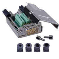2pcs Metal Case VGA 3+6 3+9 Solder Free Connector Terminal Block Breakout Board Terminals Quick Install 15-Pin Solid