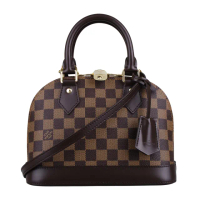【Louis Vuitton 路易威登】LV N41221 ALMA BB金字LOGO棋盤格設計Damier塗層帆布拉鍊手提斜背包(N41221)