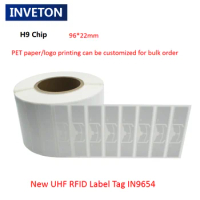 400pcs/lot RFID UHF 9654 Paper Label 860Mhz-960Mhz Passive UHF RFID Sticker Tag Alien H3 Inaly for Assets Management