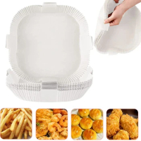 50PCs Air Fryer Disposable Paper Air Fryer Accessories Parchment Wood Pulp Steamer Baking Paper For Air Fryer Cheesecake