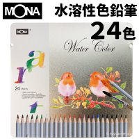 蒙納 MONA 水溶性色鉛筆 24色/一小盒入(定320) 70506-24 鐵盒裝 色鉛筆 水性色鉛筆 彩色鉛筆 禪繞畫 畫筆 萬事捷 FT0258