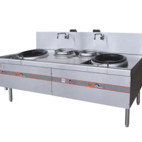 JINZAO ECR-2-GK(E)-N Commercial Chinese Work Stove Environmental Gas Stove With 2-burner, 2 Steam Pots, 2 Swing Faucets