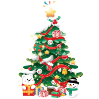 【2square shop】2入組 聖誕節雙面彩色超Q靜電貼 聖誕節 靜電貼(聖誕節裝飾 窗貼 布置)