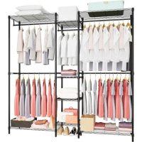 Heavy Duty Clothes Rack for Hanging Clothes, Metal Garment Rack,Large Capacity Portable Clothing Rack,Freestanding Open Wardrobe