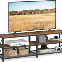 LISM VASAGLE TV Stand, Console fUp to 70 Inches, Table, Cabinet with Storage Shelves, for Living Room, Bedroom