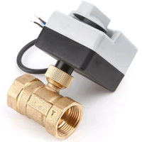 DN15 DN20 DN25 electric ball valve AC220V three wire two-point control brass electric ball valve with manual switch
