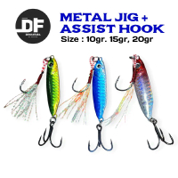 Metal Jig + Assist Hook 10gr 15gr 20gr Mikro Metal Jig Lure Umpan Ikan Laut dengan Double Assist Ise