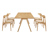 文創集 麗狄斯5.7尺實木餐桌皮餐椅組合(一桌四椅組合)-170x85x74cm免組