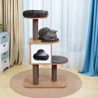 Cat Climbing Wooden Tree, One Villa, Cat Scratching Post, Large Pet Products Accessories, Cat Training Supplies, Climbing Set