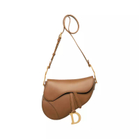 Christian Dior Medium Soft Saddle Bag with Strap Smooth Calfskin Camel Vintage