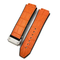 PCAVO For Hublot Watch Strap,Cowhide Rubber Watchband 25-19mm Calfskin Bracelets sport men and wom Watchbands