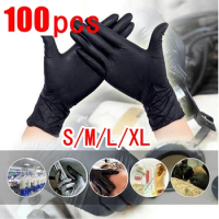 100pcs Black Nitrile Gloves Kitchen Disposable Latex Gloves For Household Kitchen Laboratory Garden Cleaning Gloves