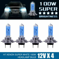 4Pcs H7 Halogen Lamp Super Bright White Halogen Lamp Car Headlight Bulbs 100W Car HeadLight Replacement Bulb H7 Headlight Bulbs